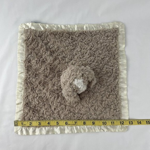 Mary Meyer Brown Puppy Dog Lovey 13" Baby Security Blanket Satin Trim & Back - Picture 5 of 6